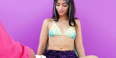 Super Cute Teen brunette cums by mistake
