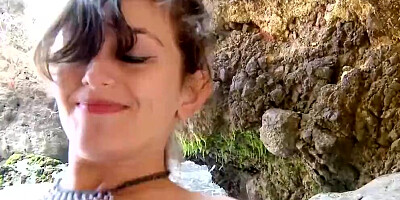 Superb German teen loves riding a hard cock on the beach