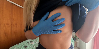 Doctor at home will treat you very well with their latex gloves roleplay fantasy
