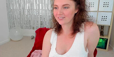 Busty redhead MILF Haylee Love is masturbating in front of the camera