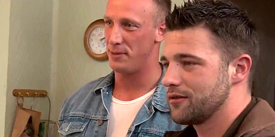 College harlot is sandwiched between two college hunks in a threesome