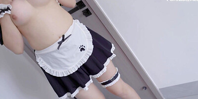 The cute little maid is creampied by her master every day