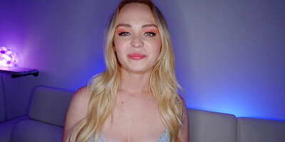 Smoking hot blonde babe is playing with dude's big dick in POV