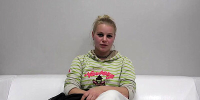 Amateur Czech blonde sucks dick during casting and takes a banging