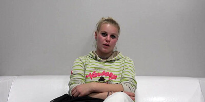 Amateur Czech blonde sucks dick during casting and takes a banging