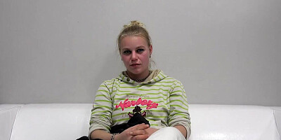 Amateur Czech blonde sucks dick during casting and takes a banging