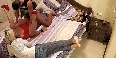 Blonde enjoys watching as her boyfriend fucks that brunette babe