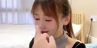 Cute Asian slut wife with hot dress cheating with her boss got her wet pussy fucked
