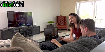 Full-bosomed MILF is jumping on hard cock on the couch