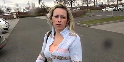Pretty blonde MILF sucks a hard cock at the public place