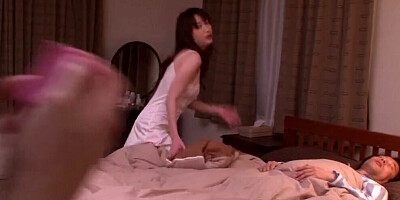 Busty Asian girl Akari Hoshino rides cock after giving blowjob