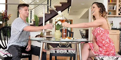 Busty mom swallows stepson's semen after being fucked by him