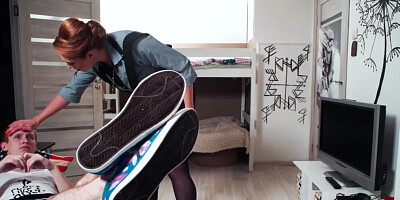 TUTOR4K. Older redhead isnt private teacher for man but just a slut