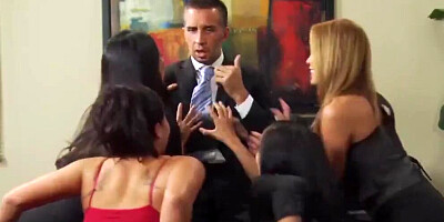 Asa Akira & Katsuni & London Keyes & Mia Lelani Share one Cock