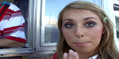 Hot Young Blonde Allyssa Hall Gets Her Twat Licked Then Sucks Dick And Fucks In An Ice Cream Van!