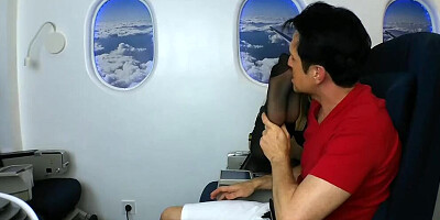 Stewardess feet smelling and licking in air plane