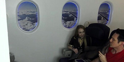 Stewardess feet smelling and licking in air plane