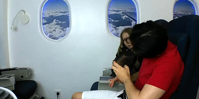 Stewardess feet smelling and licking in air plane