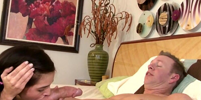 Brunette teen is riding the stepdad's erect dick whenever he wants