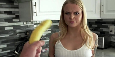 Inked blonde girl is spanked red while fucking hith her man