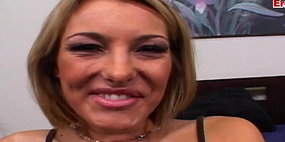 Slutty mom is fingered and fucked at her first porn casting video