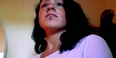 A beautiful dark haired babe from Germany and a hard cock in action