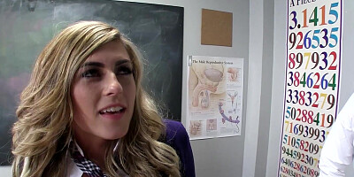 Horny teen students learned to suck a dick and pleased naughty teacher