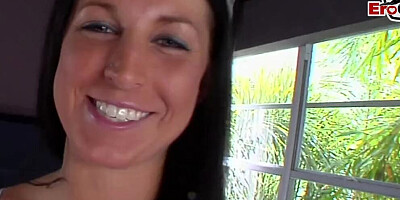 Lovely British babe is getting shagged on a couch by her partner