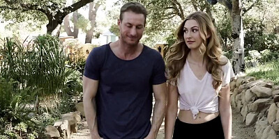 Slim blonde and new neighbor have passionate sex in bedroom