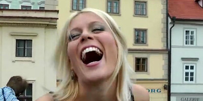 Blonde with perfect body gets naked in public