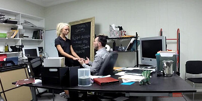 Bleach blonde slut takes a hardcore office fucking