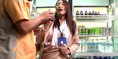 Japanese mature milf with huge natural boobs and big butts cheating with her workmate in the public