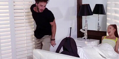 Slender redhead is in heat and will gladly seduce stepbrother into sex