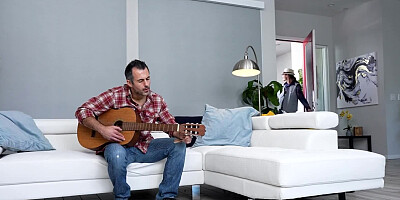 Ginger babe bends on the couch and gets fucked hard from behind