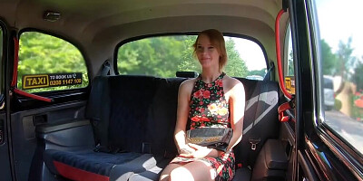Skinny redhead Ariela Donovan is banging a fake taxi driver