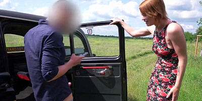 Skinny redhead Ariela Donovan is banging a fake taxi driver