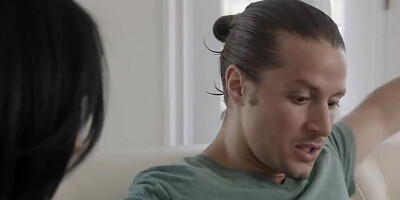 Lovely Vanessa Moon is riding her stepbrother's cock on the couch