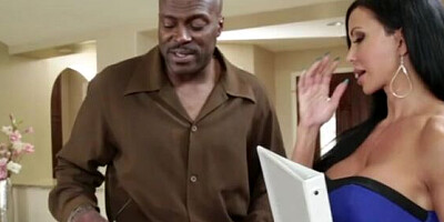 Real estate agent with big tits is sealing the deal with the black stallion