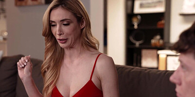 MILF stepmom teaches slutty stepdaughter how to suck and fuck hard long cock in POV