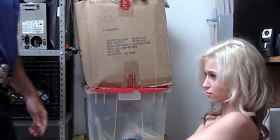 Blonde doll was caught stealing, so she'll be punished with a hard pussy pounding