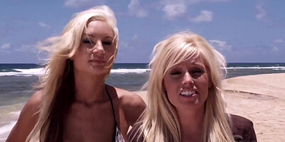 Busty and gorgeous blondes are having some lesbian sex outdoors