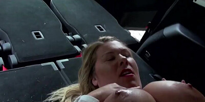 Busty mature blonde is fucked by a stranger in the car