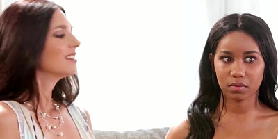 Sex-crazed lesbians are having a steamy orgy on the couch