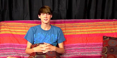 Sexy skinny twink Elijah White jerking cock after interview