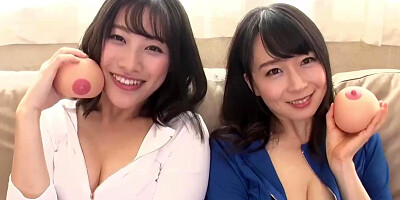Nozomi Hazuki's Milky Tits. The Happiest Threesome In The World, Licked All Over By Mirai Haruhara 2