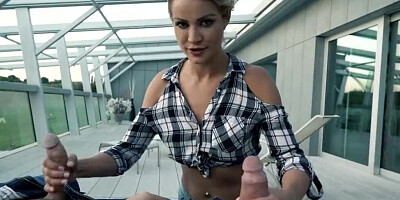 POV Euro blonde Cherry Kiss has her ass fingered before a hard DP threesome