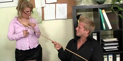 Horny lad fucks his kinky mature professor in the office