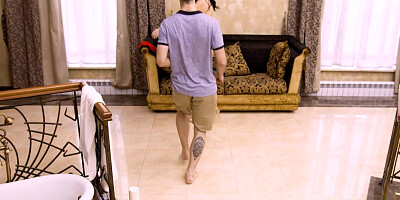 MATURE4K. Guy sneaks into his own horny stepmothers hairy snatch in bed