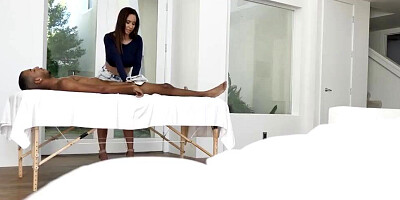 Isis Love uses a Massage to Touch in her Stepsons Dick