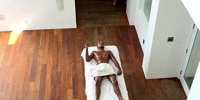 Isis Love uses a Massage to Touch in her Stepsons Dick